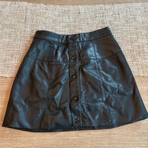 Free People Black A-Line Skirt Faux Leather